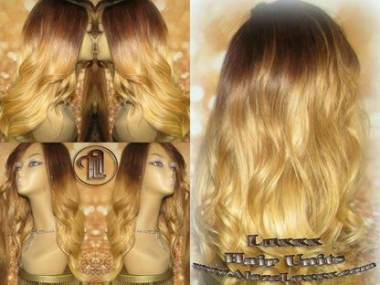 Brown Honey Blonde Ombre Highlights Balayage Colorist Wig Maker Virgin Hair Unit Wig Closure Blonde Wig 27 613 platinum dark roots Alopecia