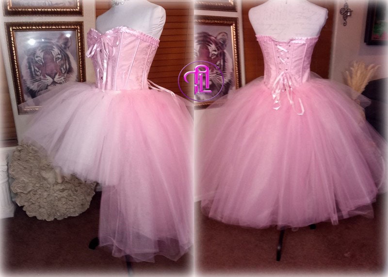 Valentines Day Dress Skirt Corset Style Outfit Light Pink Blush Pink Hi Low Skirt Hearts Cupid