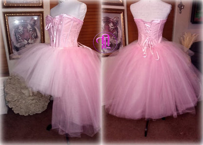 Valentines Day Dress Skirt Corset Style Outfit Light Pink Blush Pink Hi Low Skirt Hearts Cupid