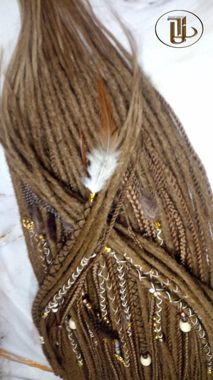 Blonde  Single End SE Set Kit Synthetic Soft Crochet Boho Dread Braid Hair Wraps Extensions Textured Single Loop Dread