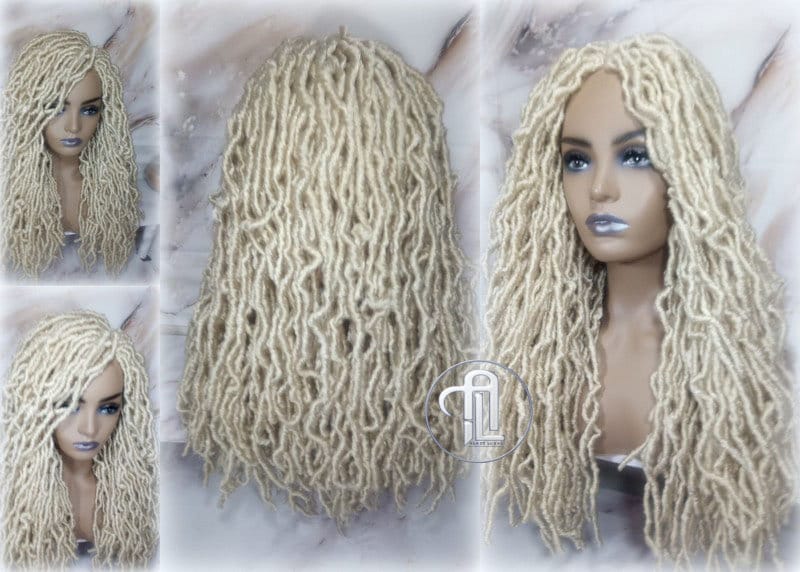 Nu Locs Distressed Soft Locs Platinum Blonde Braided Wig Gypsy Bohemian Boho 613 Goddess Faux Dread Locs Faux Locs
