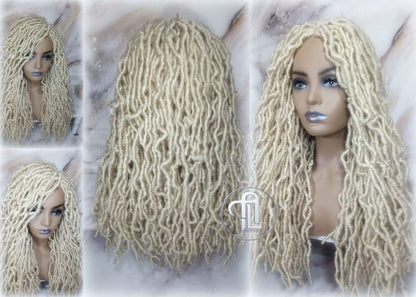 Nu Locs Distressed Soft Locs Platinum Blonde Braided Wig Gypsy Bohemian Boho 613 Goddess Faux Dread Locs Faux Locs