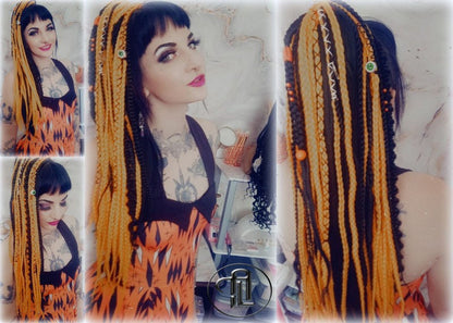 Ponytail Hair Hair Black Orange  Fall Extension Clipin Hairband Hair Tie box braids hair scrunchie Halloween