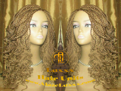 Blonde Straight Senegalese Twist Wig Unit 14' Auburn 27 30 Curly Alopecia Natural Kinky Marley Crochet Braided Braiding Wigs for cancer