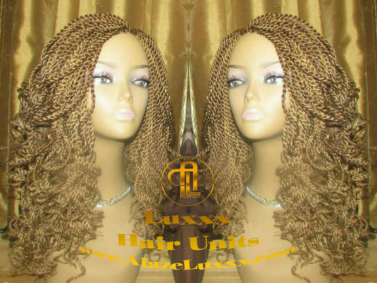 Blonde Straight Senegalese Twist Wig Unit 14' Auburn 27 30 Curly Alopecia Natural Kinky Marley Crochet Braided Braiding Wigs for cancer