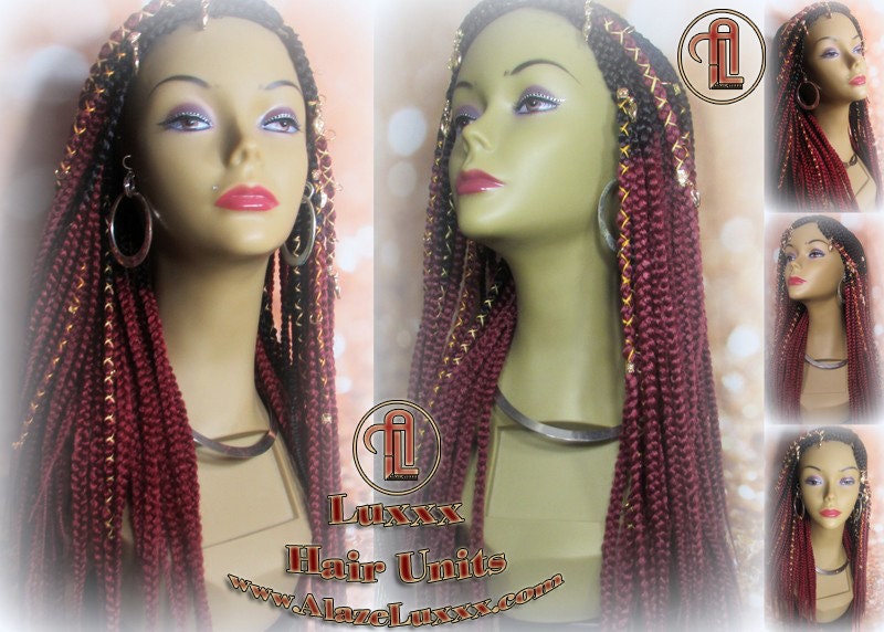 Red Ombre Lemonade Fulani Cornrow Braid Wig French Braids Feed in Braids Swim Wig Gym Wig Kardashian Fulani Beyonce Tribal Goddess Braids
