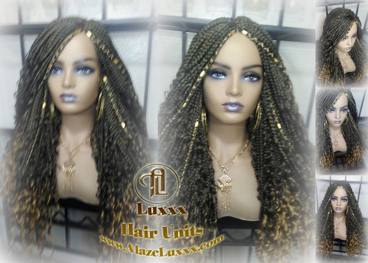 Box Braid Wig Honey Blonde boho curly box braids 1b 27  Long Medium Straight bohemian gypsy Mix Blonde Ombre Ready to Ship