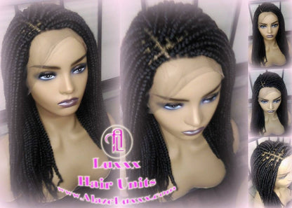 Short Black Lace Baby Hair Box Braid Wig Unit Large Medium! Glueless! Black Box Braid Wig 12-14in Straight Goddess Braids Lace Wig