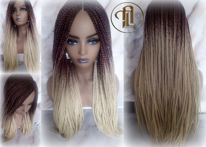 Box Braid Wig Ombre Gradient Brown Blonde 24 26 Inch Braid Wig Really Long Viking Braids Mermaid Hair Multi Color