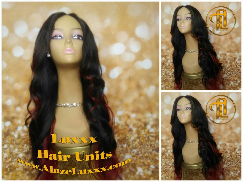 Rihanna Fire Red Hair Straight Virgin Wig Unit New Ombre Custom Color Lace Closure Dip Dye Tips Ends Curls Middle Side Part Celebrity Colour