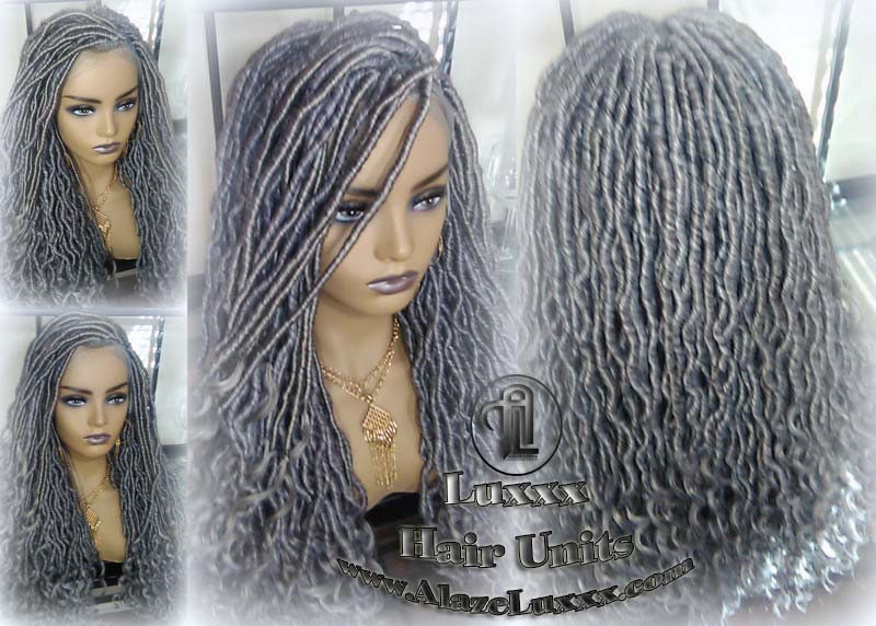 Lace Frontal Goddess Faux Dread Loc Lace Straight Storm Silver Grey Gray 44 51 Boho Gypsy Wavy Lock Crochet