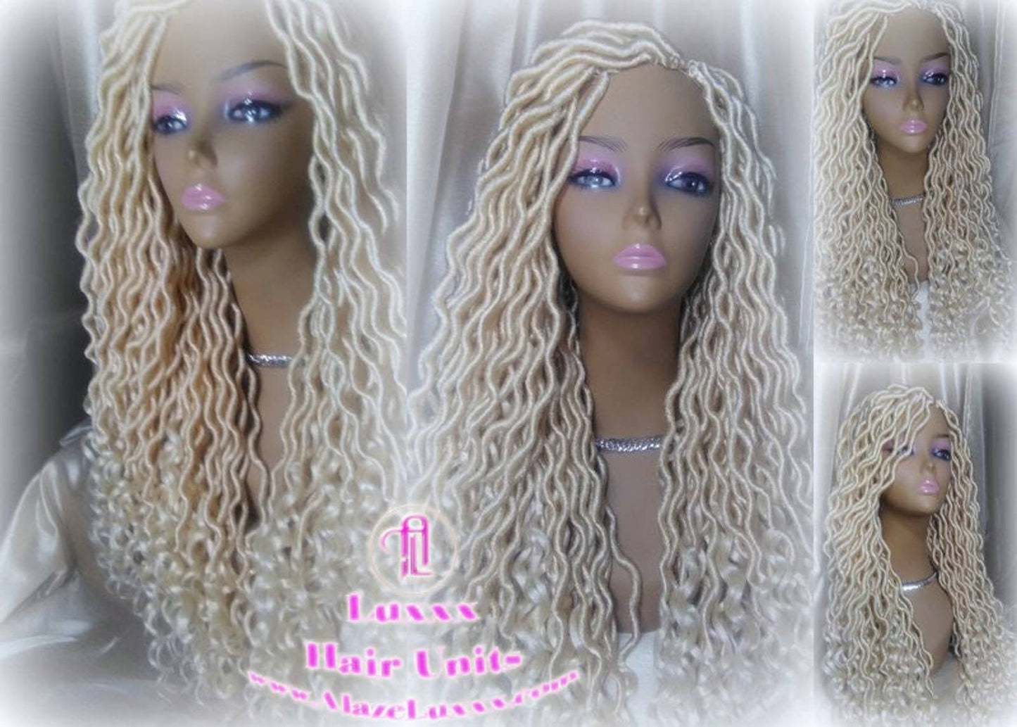 Platinum Blonde Braided Wig Gypsy Bohemian Boho Goddess Faux Dread Locs Wig Unit! Blonde #613 Marley Dred Lock Wig Crochet Messy Hair Wig