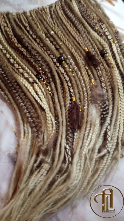 Blonde Ombre Single End SE Set Kit Synthetic Soft Crochet Boho Dread Braid Hair Wraps Extensions Textured Single Loop Dread Brown Dreads