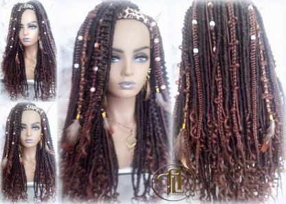 Headband Wig Brown 30 Black Dreads Mix Set Twist Soft Crochet Boho Dread Braid Set Bohemian extensions
