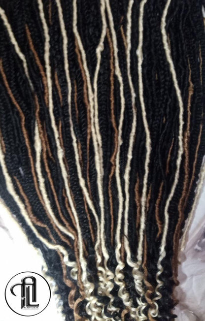 Black Blonde 613 Honey Blonde 27 Single Ended SE 75 Piece Set Kit Goth Mixed Soft Witch Boho Dread Braid Hair Wraps Extensions Textured