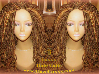 18' Long Blonde Bombshell  2Tone Brown Kinky Marley Twist Wig Unit! Alternative Hair Senegalese Twist Crochet Box Braid Braided Dred Lock