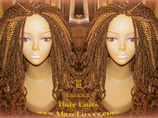 18' Long Blonde Bombshell  2Tone Brown Kinky Marley Twist Wig Unit! Alternative Hair Senegalese Twist Crochet Box Braid Braided Dred Lock