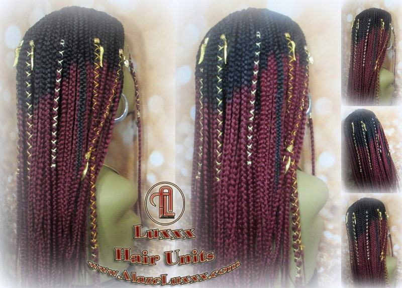 Red Ombre Lemonade Fulani Cornrow Braid Wig French Braids Feed in Braids Swim Wig Gym Wig Kardashian Fulani Beyonce Tribal Goddess Braids