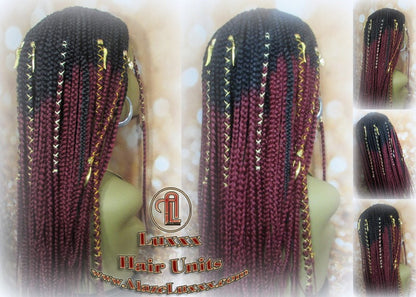 Red Ombre Lemonade Fulani Cornrow Braid Wig French Braids Feed in Braids Swim Wig Gym Wig Kardashian Fulani Beyonce Tribal Goddess Braids
