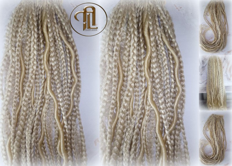 Blonde Dreads Ponytail Boho Hair 613 Braids Extension on Hairband Hair Tie, Goddess Dreadlocks On Elastic Band Synthetic Falls Renaissance