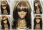 China Chinese Bang Virgin Hair Unit Wig Brown Honey Blonde Ombre Straight Hair Highlights Balayage Brown 27  dark roots Alopecia Wig Stylist