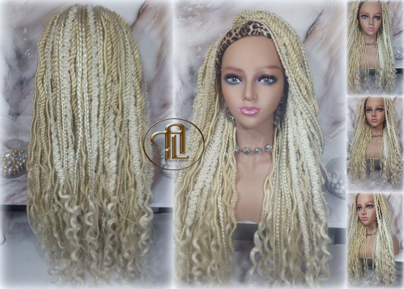 Blonde 613 Dread Mix Headband Wig Braid Twist Soft Crochet Boho Dread Braid Set Bohemian extensions