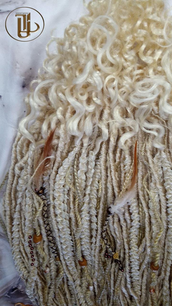 Renaissance Festival Boho Blonde Single Ended Dreads Full Set Festival Viking Braid DE SE Synthetic Braid in Dreadlocks 613 Locs Extensions