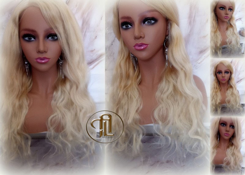 Blonde 613 Virgin Hair Wig Lace Closure Short 22 In Wavy Loose Body Wave Lace Front Curly Human Hair Blonde Wig
