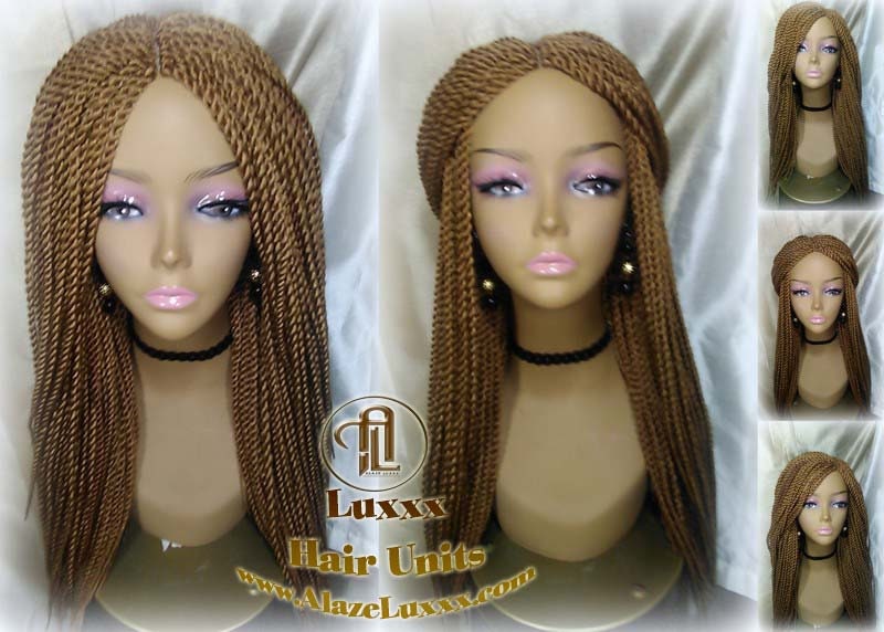 Blonde Straight Senegalese Twist Wig Unit Bombshell 18' Auburn 27 30 Alopecia Natural Silky Straight Crochet Braided Braiding Wig