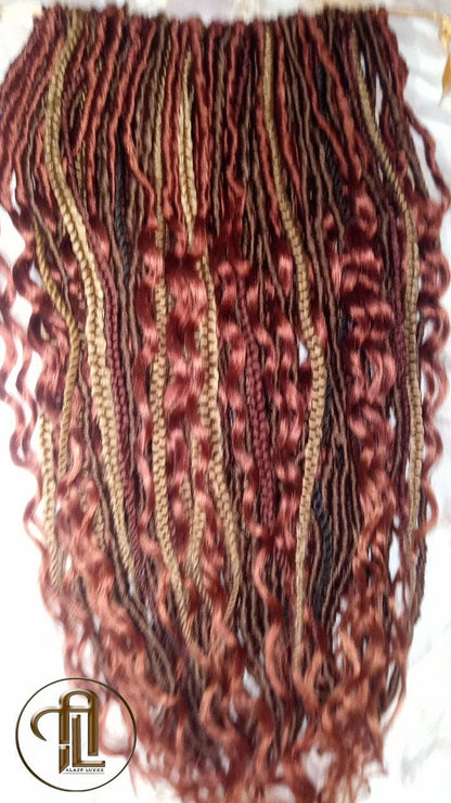 Soft Textured Dreads Single Ended Brown Blonde  Ginger 350 SE 75 Piece Set Soft Crochet Boho Dread Braid Hair Wrap Extension Wavy Curly