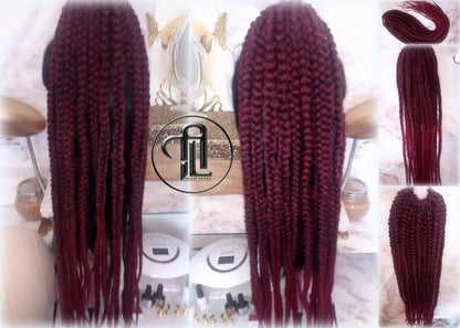 Viking Ponytail Hair Fall Extensions Ombre Black Red Burgundy Elements Accents Feathers box braids hair scrunchie Butterfly Jungle Braids