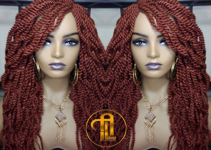 Senegalese Twist Wig Auburn 350 Reddish  Long Wavy Curly  Braids Long Straight Medium Twist Braids woc wig Burnt Orange Ready to ship