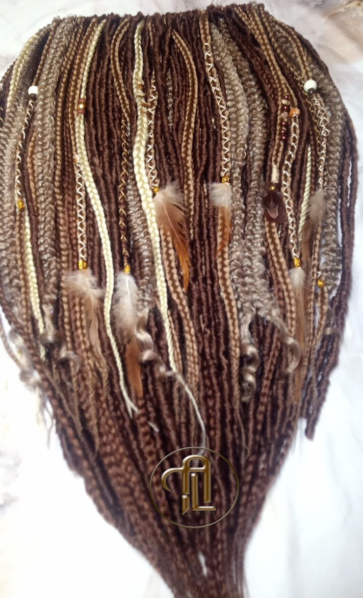Brown Blonde Set Soft boho Bohemian dreadlocks textured braids wavy dreads  SE Full set Curls dreads and Braids Dragon Braids