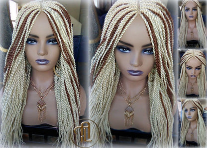 613 Blonde Brown Long Straight Small Senegalese Twist Wig Unit  Blonde 22 Crochet Loc 613 30 Braiding Platinum Braids Wig