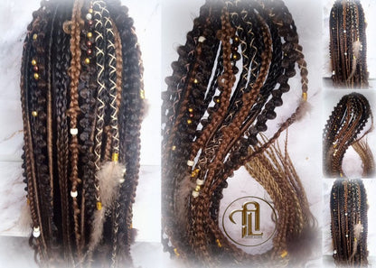 Ombre Black Brown Blonde Ponytail Hair Fall Viking Renaissance Extensions Elements Accents Feathers synthetic braids hair scrunchie clipin