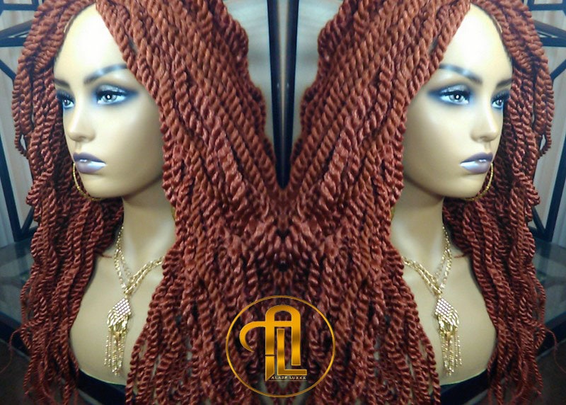 Senegalese Twist Wig Auburn 350 Reddish  Long Wavy Curly  Braids Long Straight Medium Twist Braids woc wig Burnt Orange