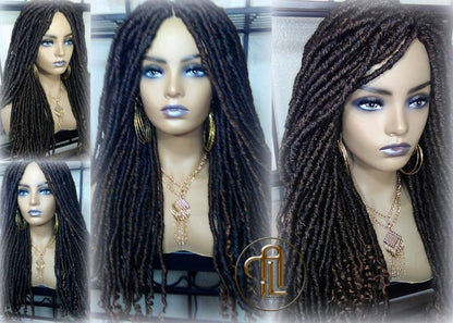 Long Straight Black Brown 30 Goddess Faux Locs Kinky Curly Ends Dread Wig Gypsy Faux Synthetic Dred Loc Bohemian Boho Ready to Ship