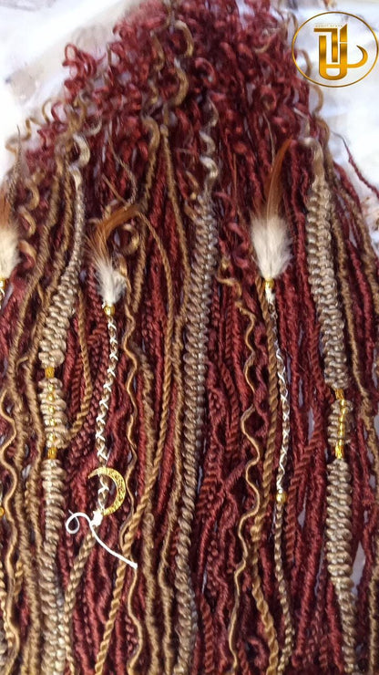 Dreads Extension Ginger Blonde Single End SE Braid Plaits Twist Set 100 Piece Set Kit Crochet Boho Mermaid Dread Hair Single Loop Viking
