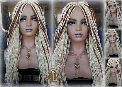 613 Blonde Brown Long Straight Small Senegalese Twist Wig Unit  Blonde 22 Crochet Loc 613 30 Braiding Platinum Braids Wig