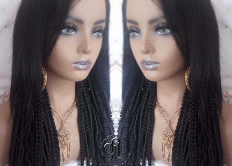 Full Wig with 4x4 Lace Closure Black Braids Dreads Mix Set Twist Soft Crochet Boho Dread Braid Set Bohemian extensions