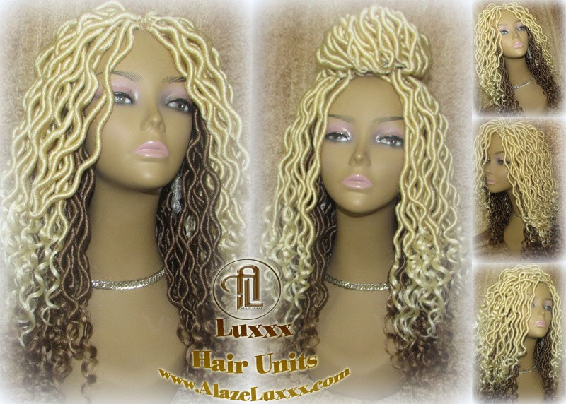 Platinum Blonde Honey Blonde Full Synthetic Dread Wig Few Criss-Crosses Wrapped Uni-Sex Wig Kawaii Gypsy Bohemian Boho Goddess Extensions