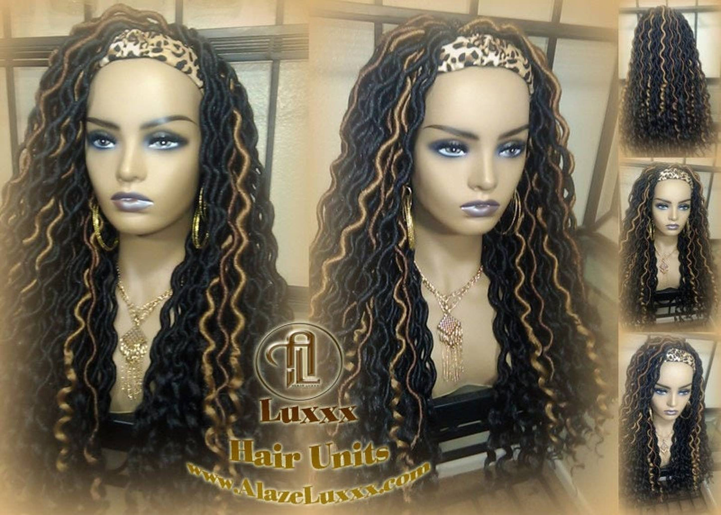 Headband Wig Black 1B 27 30 Brown Goddess Faux Loc Wavy Hair Bohemian Boho Gypsy Braided Wigs