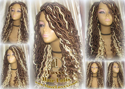 Goddess Faux Locs Platinum Brown Blonde  27 Gypsy Boho 613 Boho Braid Wig Bohemian Lace Dreads Closure Cosplay Mermaid Summer Spring