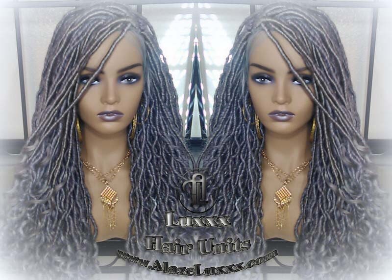 Lace Frontal Goddess Faux Dread Loc Lace Straight Storm Silver Grey Gray 44 51 Boho Gypsy Wavy Lock Crochet