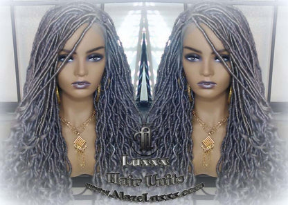 Lace Frontal Goddess Faux Dread Loc Lace Straight Storm Silver Grey Gray 44 51 Boho Gypsy Wavy Lock Crochet