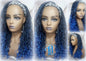 Blue Ombre Headband Braid Wig Goddess Box Braids Mermaid Boho curly bohemian braids Gradient Hair Short Curly 14 16in Viking Braids