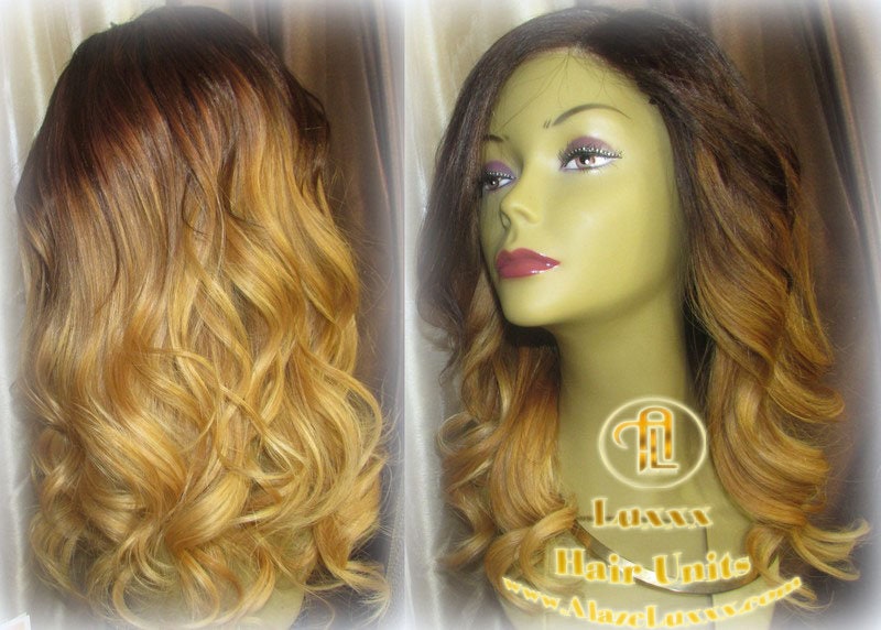 Short Brown Blonde Ombre Highlights Balayage Auburn Colorist Wig Virgin Hair Unit Wig Blonde 27 613 dark roots weave mermaid Color Melt Wig