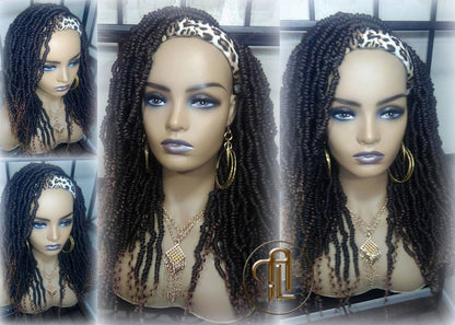 Headband Wig 14in' Passion Twist Short Black 1B 30 Black Brown Mini Small Fluffy Irregular Bomb Spring Kinky Bohemian Boho Hair twist hair