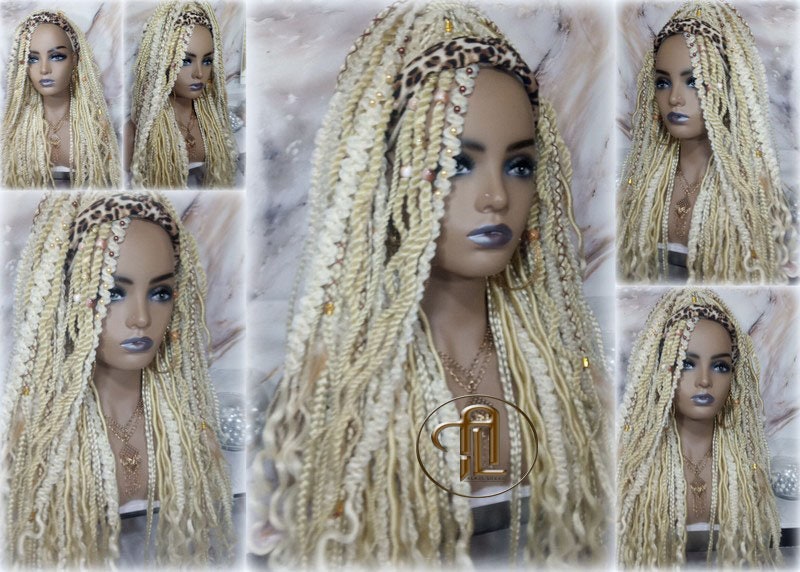 Headband Wig Blonde 613 Braids Dreads Mix Set Twist Soft Crochet Boho Dread Braid Set Bohemian extensions