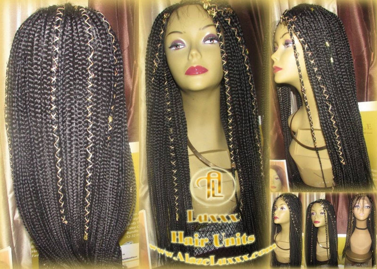 Black Box Braid Wig Lace Baby Hair Large Medium! Long Straight Goddess Braids Lace Wig Xpressions Hair